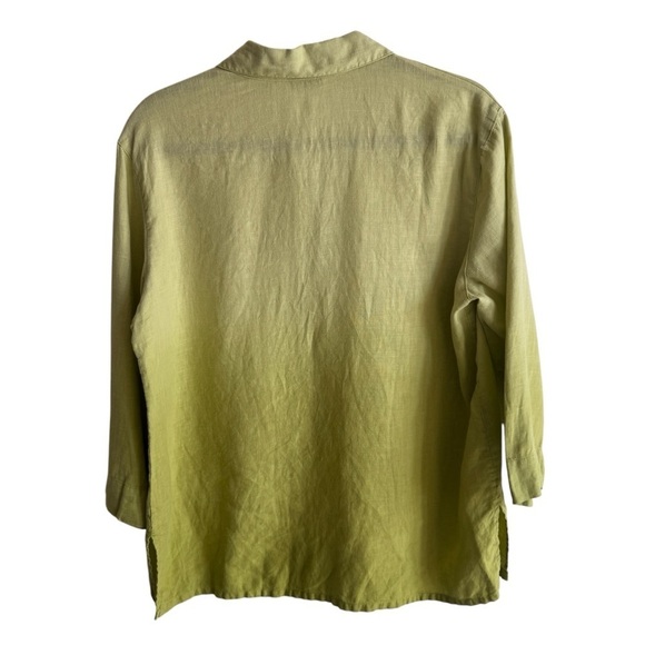 French Laundry 100% Linen Green Gradient Ombre Button Down Top, Size M - Picture 6 of 6